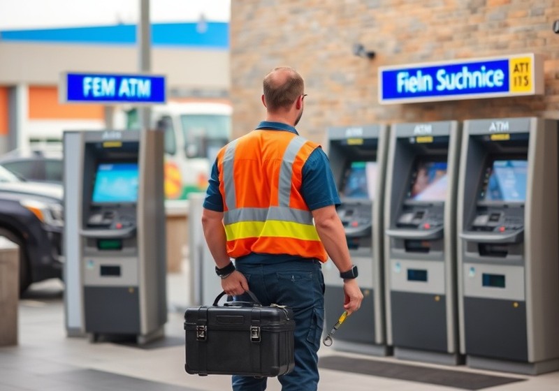 ATM in service at a bank branch